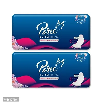 Paree Ultra Thinz Soft and Rash Free Sanitary Pads for Heavy Flow XXL- 30Pads Pack of 2