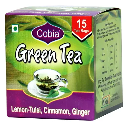 Cobia Green Tea (Lemon-Tulsi, Cinnamon, Ginger) 15 Tea Bags