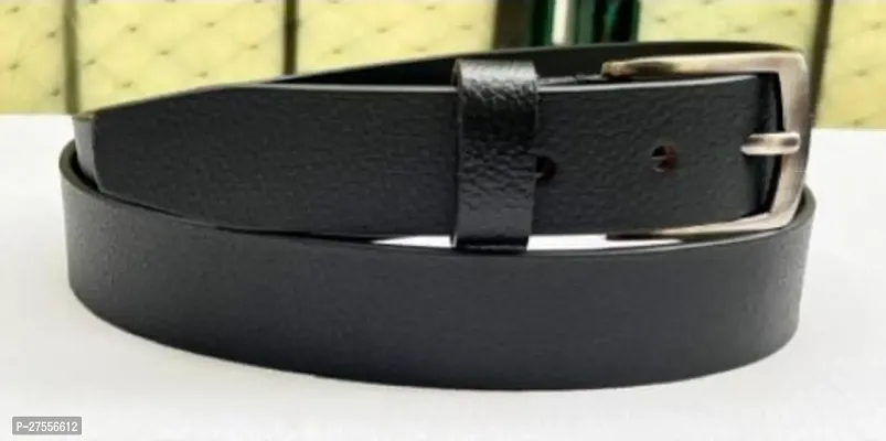 Stylish Black Solid Leather Adjustable Belts For Men