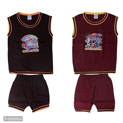 Fabulous Cotton Printed T-Shirts With Shorts For Boys Pack Of 2-thumb0