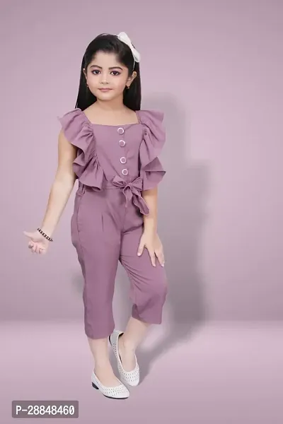 Stylish Pink Georgette Printed Basic Jumpsuit For Girls