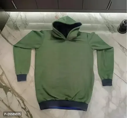 Elegant Green Cotton Solid Long Sleeves Hoodies For Men-thumb0