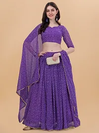 Stylish Purple Georgette Bandhani Lehenga Choli Set For Women-thumb4