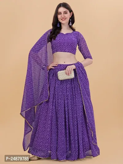 Stylish Purple Georgette Bandhani Lehenga Choli Set For Women-thumb5