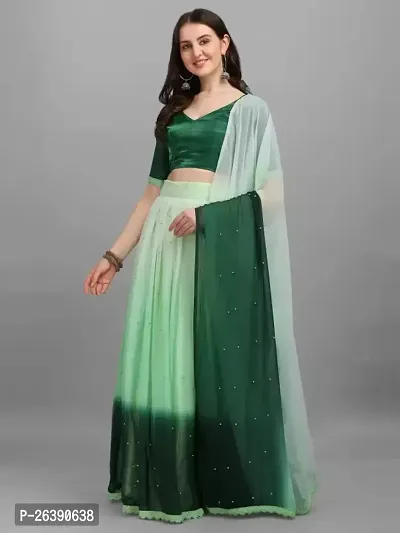 Stylish Green Art Silk Embellished Lehenga Choli Set For Women-thumb0