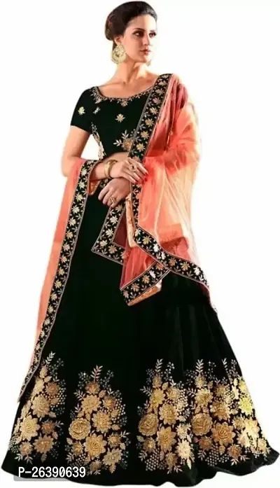 Stylish Black Art Silk Embellished Lehenga Choli Set For Women-thumb0