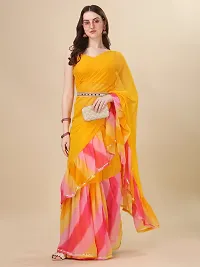 Stylish Georgette Yellow Digital Print Saree with Blouse piece-thumb4