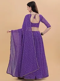 Stylish Purple Georgette Bandhani Lehenga Choli Set For Women-thumb1