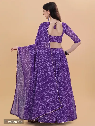 Stylish Purple Georgette Bandhani Lehenga Choli Set For Women-thumb2