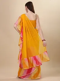 Stylish Georgette Yellow Digital Print Saree with Blouse piece-thumb1