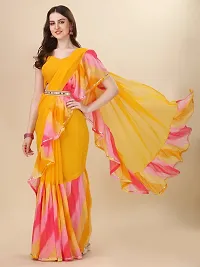 Stylish Georgette Yellow Digital Print Saree with Blouse piece-thumb2