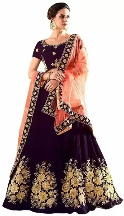 Stylish Black Art Silk Embellished Lehenga Choli Set For Women