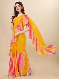 Stylish Georgette Yellow Digital Print Saree with Blouse piece-thumb3