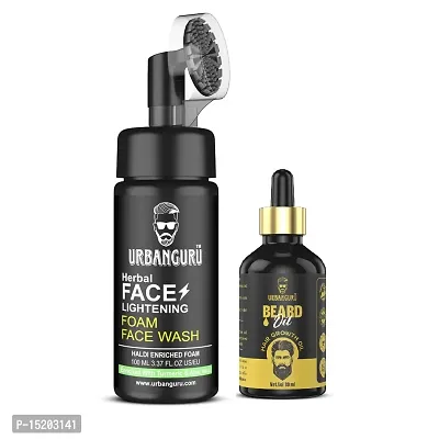 Face LIghtening Foam Face Wash (100ML)Beard Oil(30ML)-thumb0