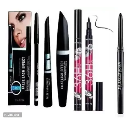 Best Quality 3 in 1 Eyebrow Pencil, Eyeliner, Mascara And 36 Hour Deep Black Eyeliner  Smudge And Waterproof Kajal-thumb0