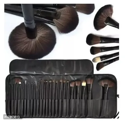 Best Quality 24 Piece Black Brush With Leather Bag-thumb0
