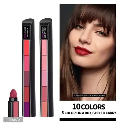 Premium Quality Of 5 in 1 Lipstick In Both Shades Red Edition And Nude Edition 10 Shades Different And Unique-thumb0