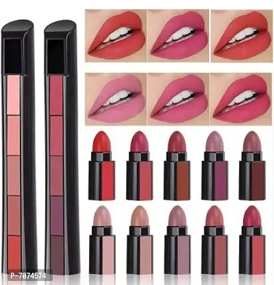 Best Quality Lipstick 5 in 1 Set Of 2 (Red  Nude ) Total 10 Shades (5+5)