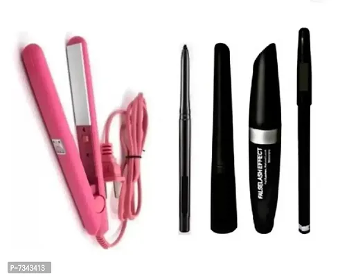 Best Quality Mini Straightener And 3 in 1 (Eyebrow Pencil, Eyeliner, Mascara) And Smudge Proof Water proof Kajal-thumb0