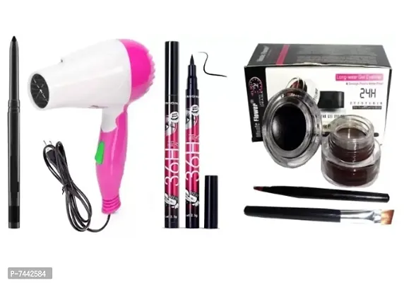 Premium Quality Smudge Proof Kajal  1290 Hair Dryer  36 Hour Deep Black Eyeliner  MUSIC Flower Gel Eyeliner Black  Brown