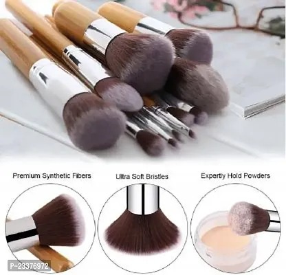 Premium Quality 11 Piece Wooden Kabuki Zig Zag Make Up Brush Set-thumb3