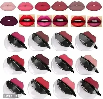 Apple Shape Quick Matte Lipstick Long-Lasting Wear Non-Stick Cup Not Fade Waterproof Lip Gloss,Velvet Matte Lipstick Pack of 12