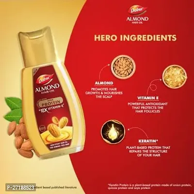 Dabur Almond Hair Oil with Almonds Soya Protein and Vitamin E for Non Sticky Damage free Hair - 200 ml-thumb0