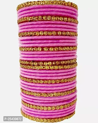 Elegant Pink Glass Trendy Bangles For Women-thumb0