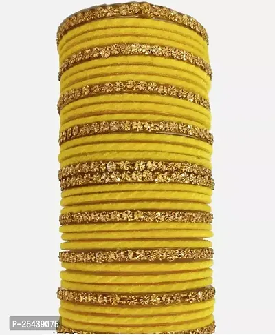 Elegant Yellow Glass Trendy Bangles For Women-thumb0