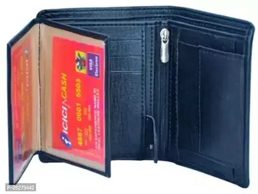 Designer Navy Blue Artificial Leather Solid Two Fold Wallet For Men