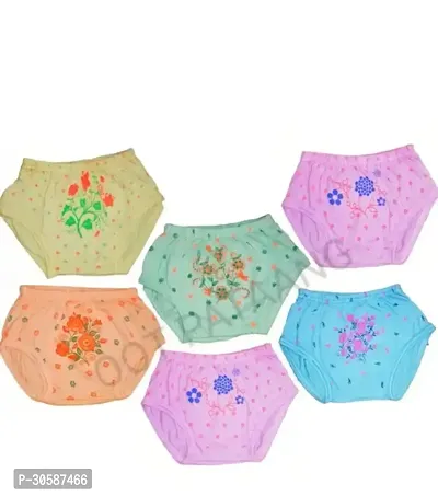 Stylish Multicoloured Cotton Printed Panty For Girls Pack of 6