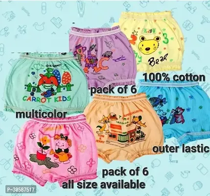 Stylish Multicoloured Cotton Printed Panty For Girls Pack of 6