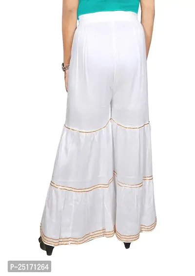 eDESIRE Women's Rayon Sharara Pants (White, Free Size/28 to 44 Inch)-thumb4