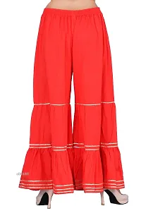 eDESIRE Women's Soft Rayon Gota Patti Flared Sharara. (SA-1019, Red, Free Size)-thumb3