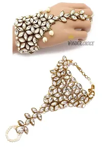 WONDER CHOICE Traditional Gold Plated Fashion Kundan Bracelet for Women Girls Stylish-thumb2