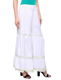 eDESIRE Women's Rayon Gota Patti Work Flared Sharara Palazzo Pants (White, Free Size)-thumb1