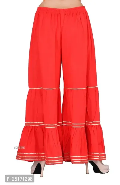 eDESIRE Soft Rayon Gota Patti Flared Sharara Pants for Girls  Women (SA-1019, Red, Free Size)-thumb4