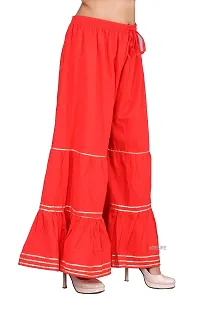 eDESIRE Soft Rayon Gota Patti Flared Sharara Pants for Girls  Women (SA-1019, Red, Free Size)-thumb2
