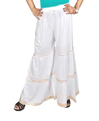 eDESIRE Women's Rayon Sharara Pants (White, Free Size/28 to 44 Inch)-thumb1