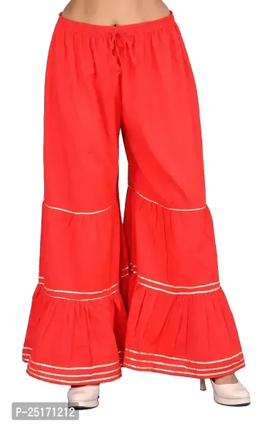 eDESIRE Women's Soft Rayon Gota Patti Flared Sharara. (SA-1019, Red, Free Size)-thumb0