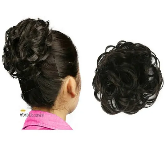 Women Curly Hair Bride Bun Juda Maker - (Dark Brown)