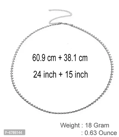 Crystal White Silver Plated, 39 Inch Kamarband Belly Chain for Women and Girls-thumb3