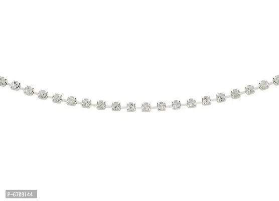 Crystal White Silver Plated, 39 Inch Kamarband Belly Chain for Women and Girls-thumb5