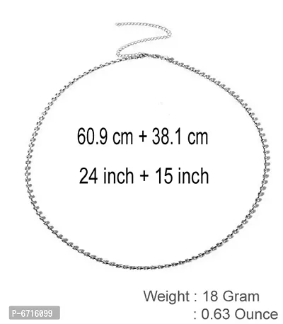 WONDER CHOICE Stylish Kamarband Sparkling Crystal White Silver Plated, 39 Inch Body Waist Belly Chain for Women and Girls-thumb2