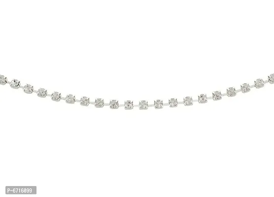WONDER CHOICE Stylish Kamarband Sparkling Crystal White Silver Plated, 39 Inch Body Waist Belly Chain for Women and Girls-thumb3