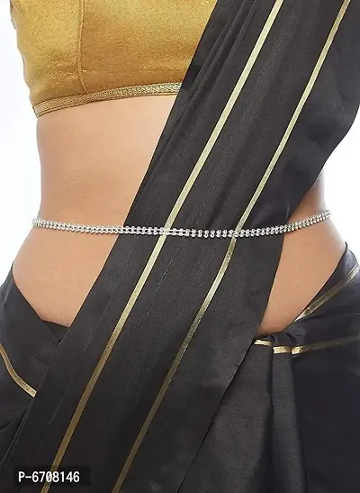 Belly Chain Kamarband Body Waist Chain Silver Plated 2-Line Waist Hip Belt For Women and Girls-thumb3