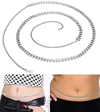 Belly Chain Kamarband Body Waist Chain Silver Plated 2-Line Waist Hip Belt For Women and Girls-thumb3