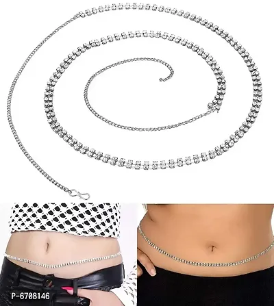 Belly Chain Kamarband Body Waist Chain Silver Plated 2-Line Waist Hip Belt For Women and Girls-thumb4