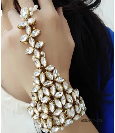 WONDER CHOICE Traditional Plated Fashion Kundan Bracelet for Women Girls Stylish