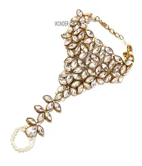 Stylish Girls Kundan Moti Ring Hathphool Bracelet -( Pack of 1 Piece)-thumb2